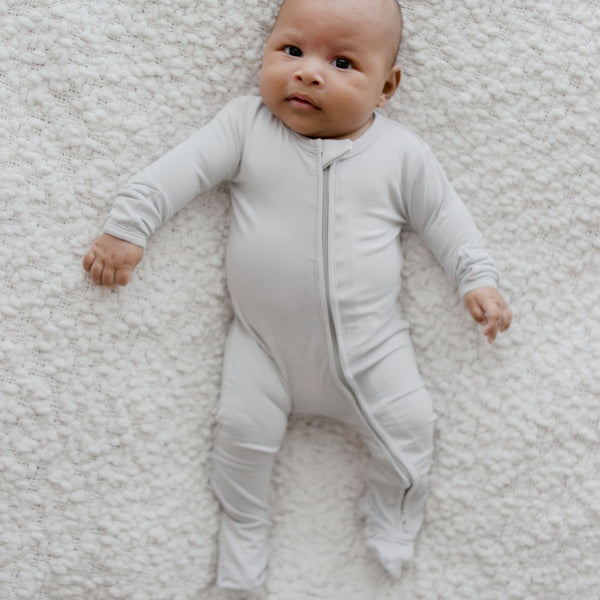 Baby Zip & Newborn Romper | Warm Grey Storm – Zoesage