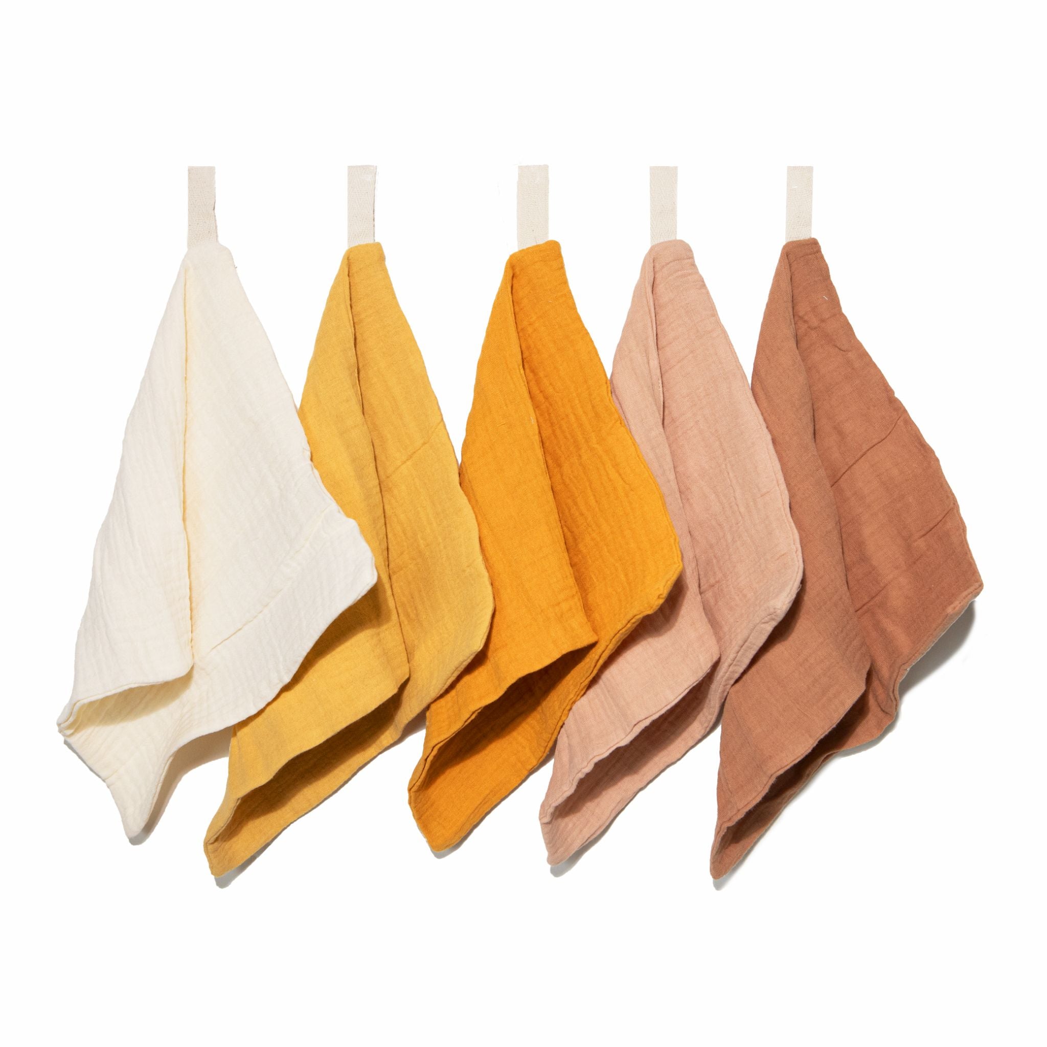 Organic Muslin Baby Wash Cloths - Golden Harvest 5 Pack