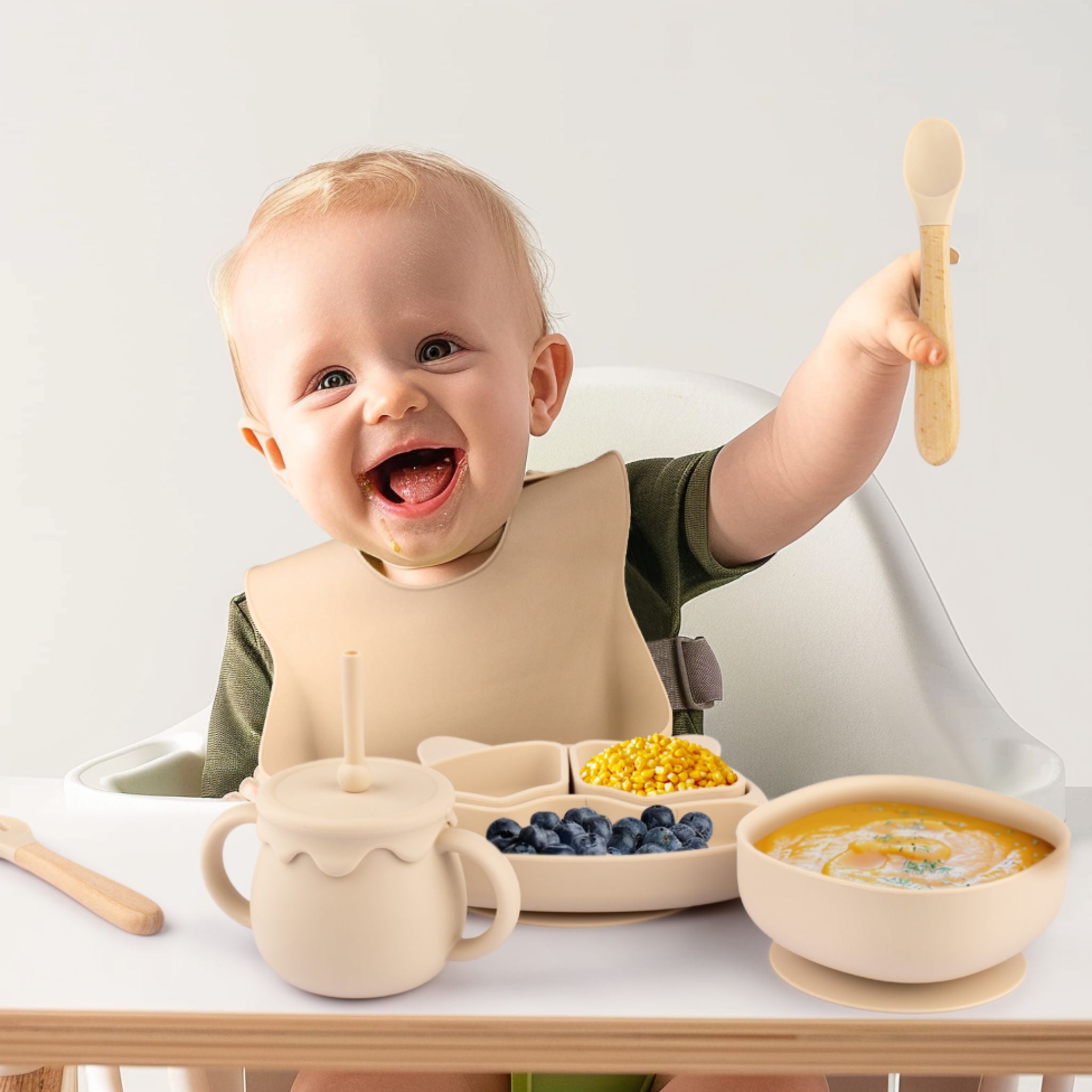 Silicone Baby Feeding Set 11pc Bundle  | Chino