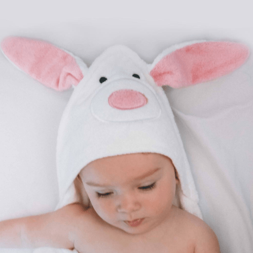 White Bunny Hooded Baby Towel & Mitt – BLANCA - Zoesage