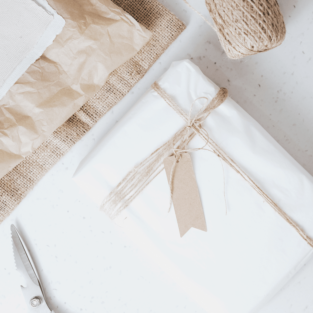 Picture of gift wrapping in white color
