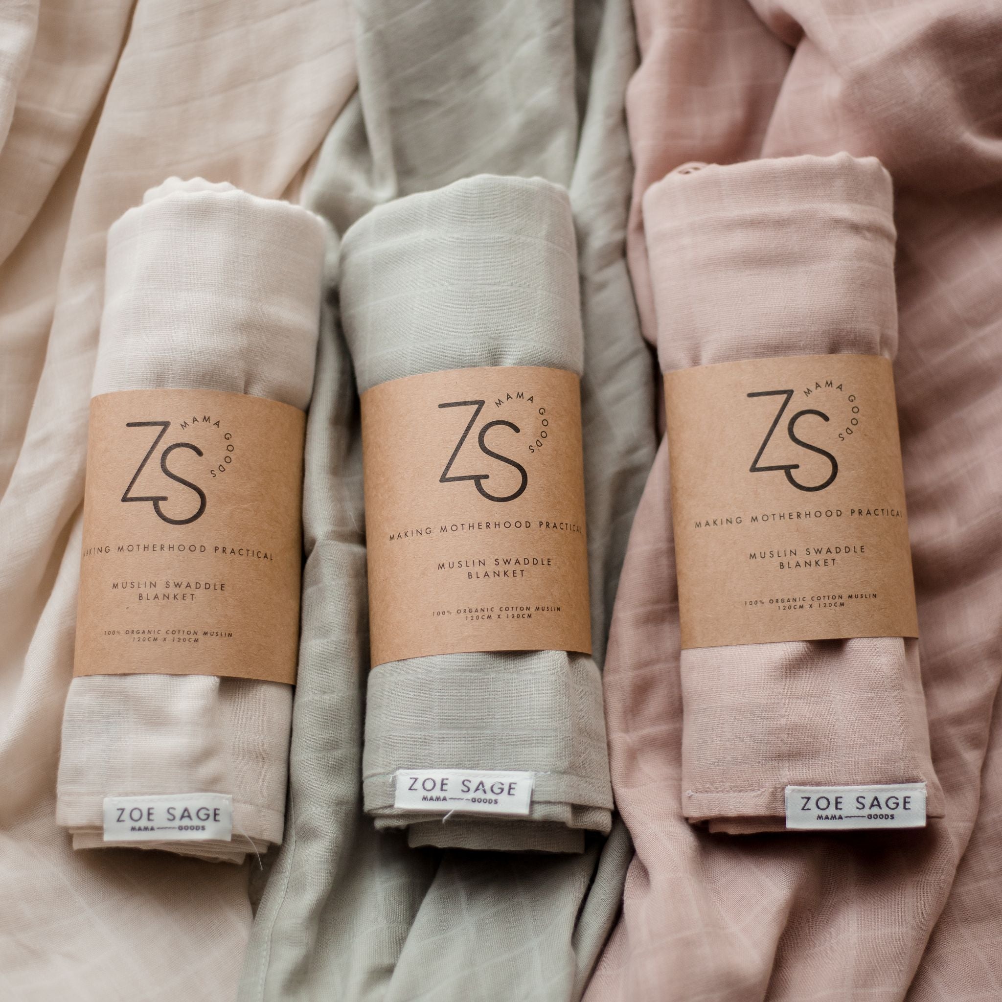 3 Muslin Swaddle Blankets