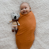 Organic Cotton Muslin Swaddle Wrap 120cm | Savannah Rust