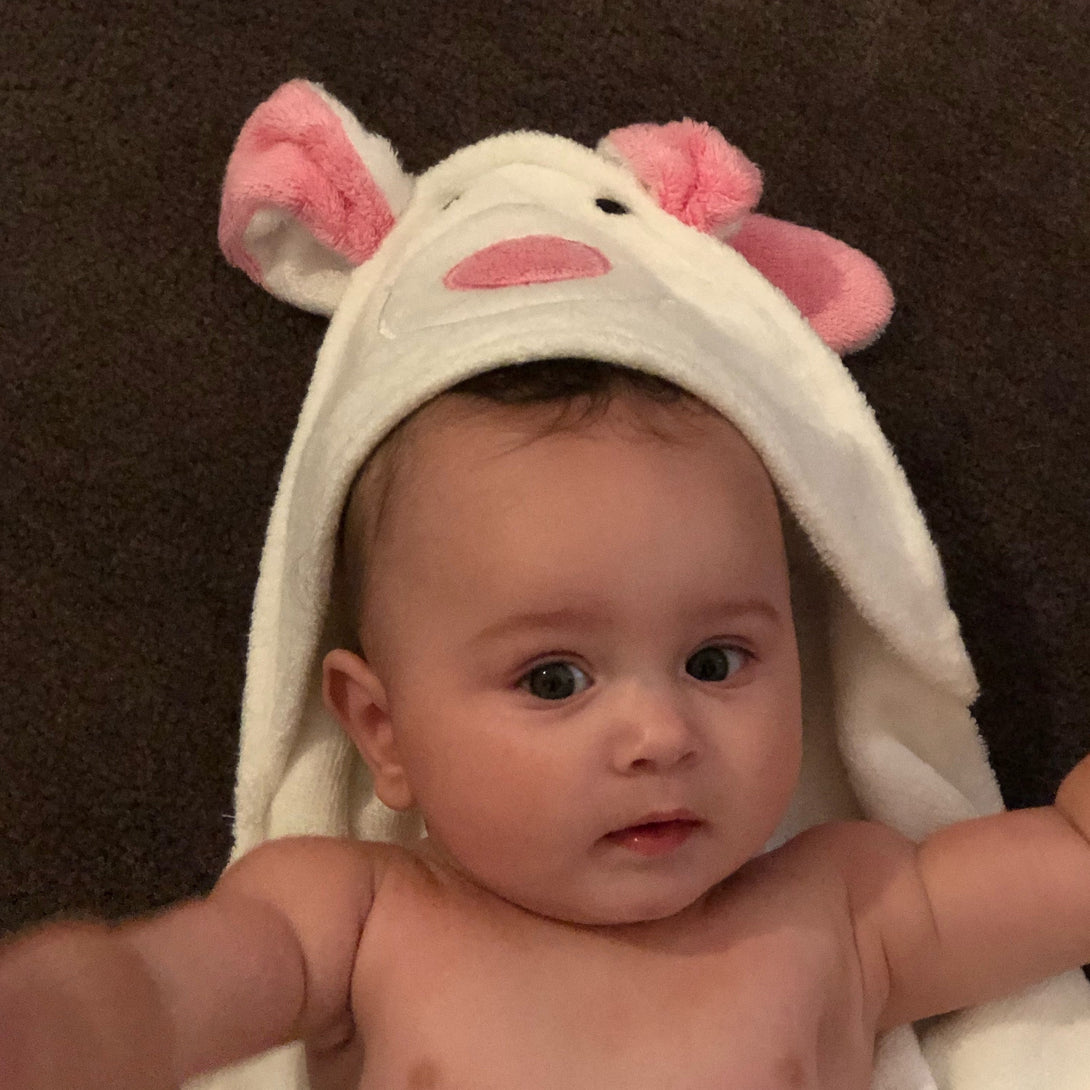 White Bunny Hooded Baby Towel & Mitt – BLANCA - Zoesage
