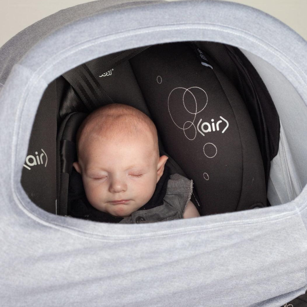 Baby sleeping in 5 in 1 Multi Use Cover - Grey Stone (Denim)-Zoesage